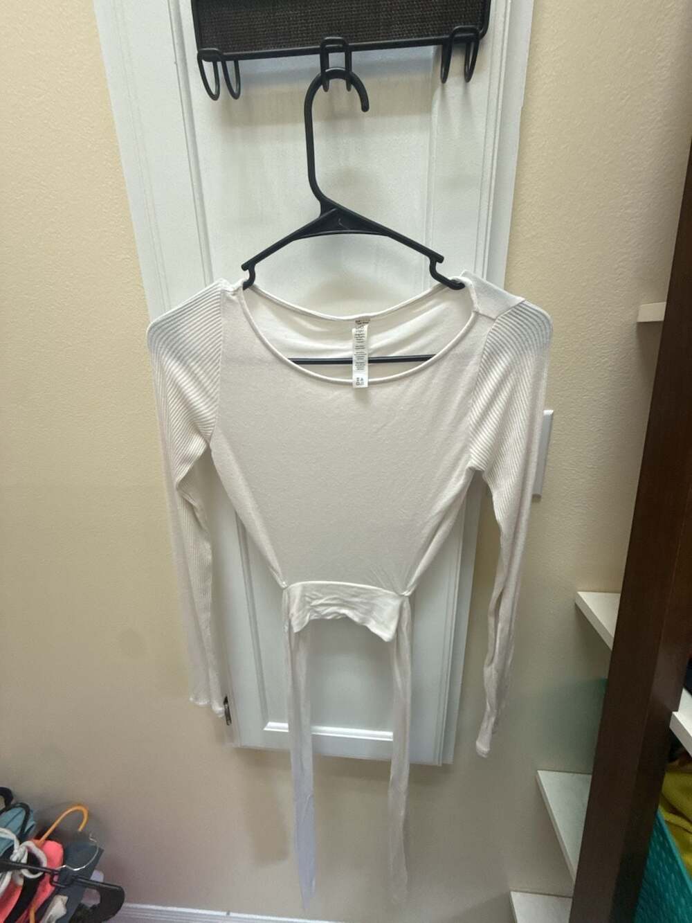 Alo Yoga Barre Long Sleeve Tie-Front Ribbed Top